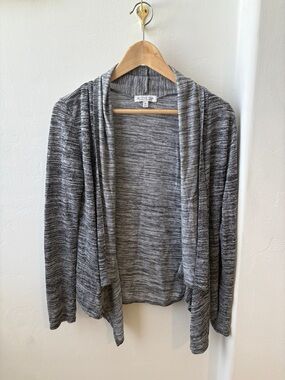 Active USA Gray Marled Draped Open-Front Cardigan